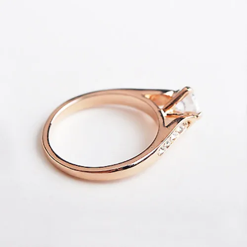 USTAR Štyri kolík nastavenie Rakúsko Zirkón Cirstal Snubné Prstene pre ženy Rose Gold color zásnubné prstene žena Anel Najvyššej Kvality