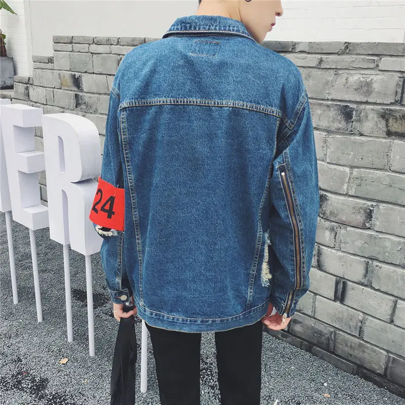 VERSMA kórejský Harajuku GD Kanye West Mužov 424 FourTwoFour Tričko Denim Jeans Bunda, Kabát kórejský Vintage Zips Pánske Bundy Kabáty