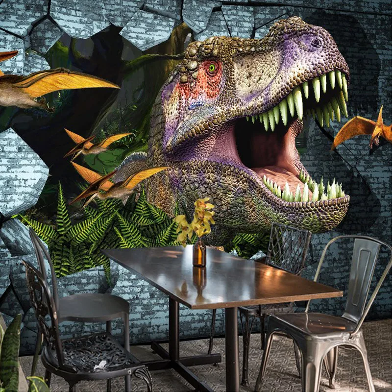 Vlastné Fotografie na Stenu Papier 3D Dinosaurov Nástenné Maľby Nástenné Tapety Spálňa KTV Bar Pozadie Nástenné Maľby, Tapety Domova