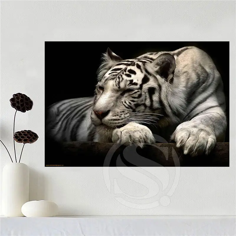 Vlastné plátno tlačiť tiger plagát handričkou stenu Hodvábna Tkanina plagát, Tlač DOPRAVA ZADARMO SQ0629-Jin-03