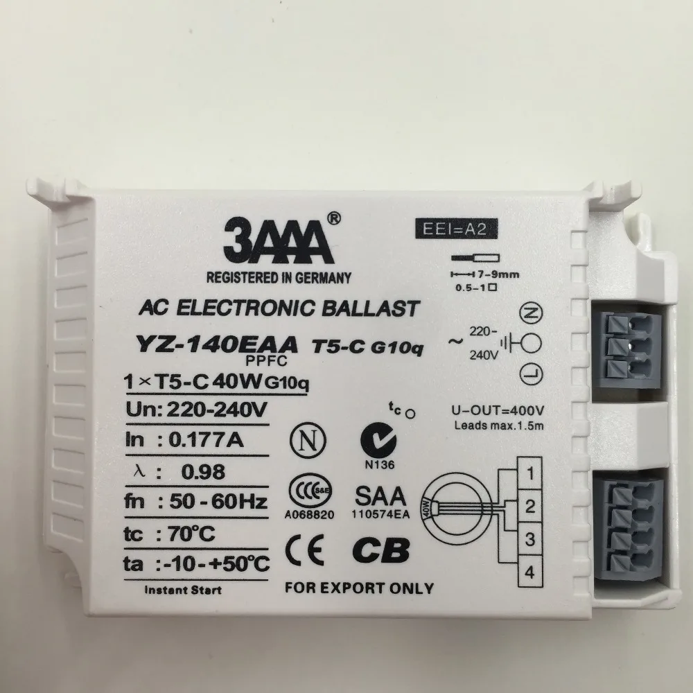 YZ140EAA-T5-C 40W AC Elektronický Predradník Pre T5 Krúžok Lampa Štandardné Usmerňovačov