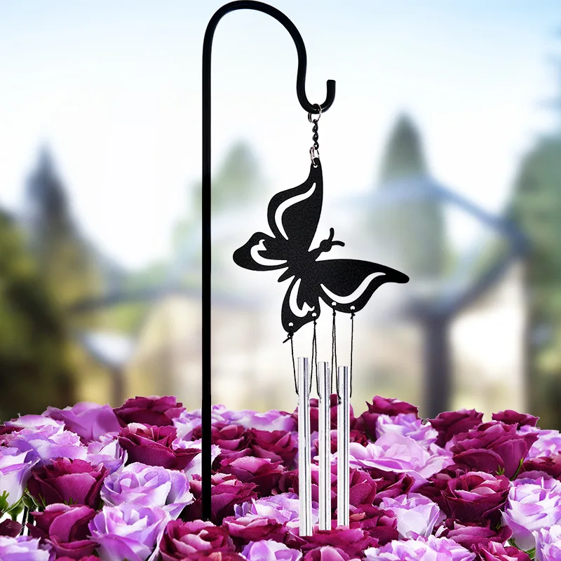 Zasadiť kvet usporiadanie dekoratívne kovové zvonkohry železa remesiel pure black butterfly kvetinová víla veterné zvonkohry ozdoby