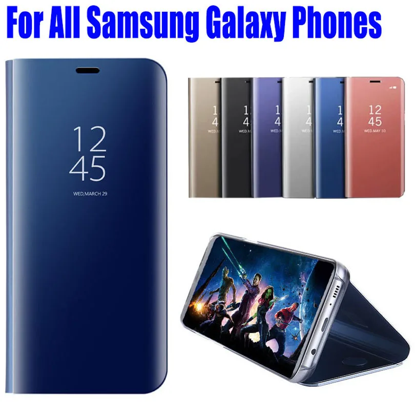 Zrkadlo Vymazať Zobrazenie Stojan vyklápací Kryt Pre Samsung Galaxy S8 Plus Poznámka 8 5 S7 okraji S6 okraji Plus A3 A5 A7 J3 J5 J7 2017 MS2