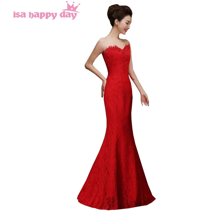 čipky formálne dlhé červené jednoduché ženy šaty morskej panny čipky party šaty šaty 2018 morská víla dĺžka podlahy večerné šaty šaty W2119