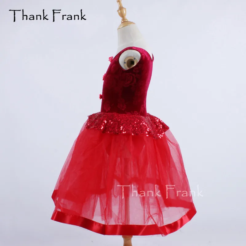 Ďakujeme, Že Frank Velvet Princezná Dlhé Balet Tutu Šaty Dievčatá Dospelých Červená Sequin Rozetu Tanečných Kostýmov, C367