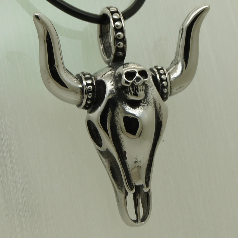 Ťažké Buffalo Lebky Bull Horn 316L nerezovej ocele, ťažké náhrdelníky & prívesky doprava zadarmo mužov šperky