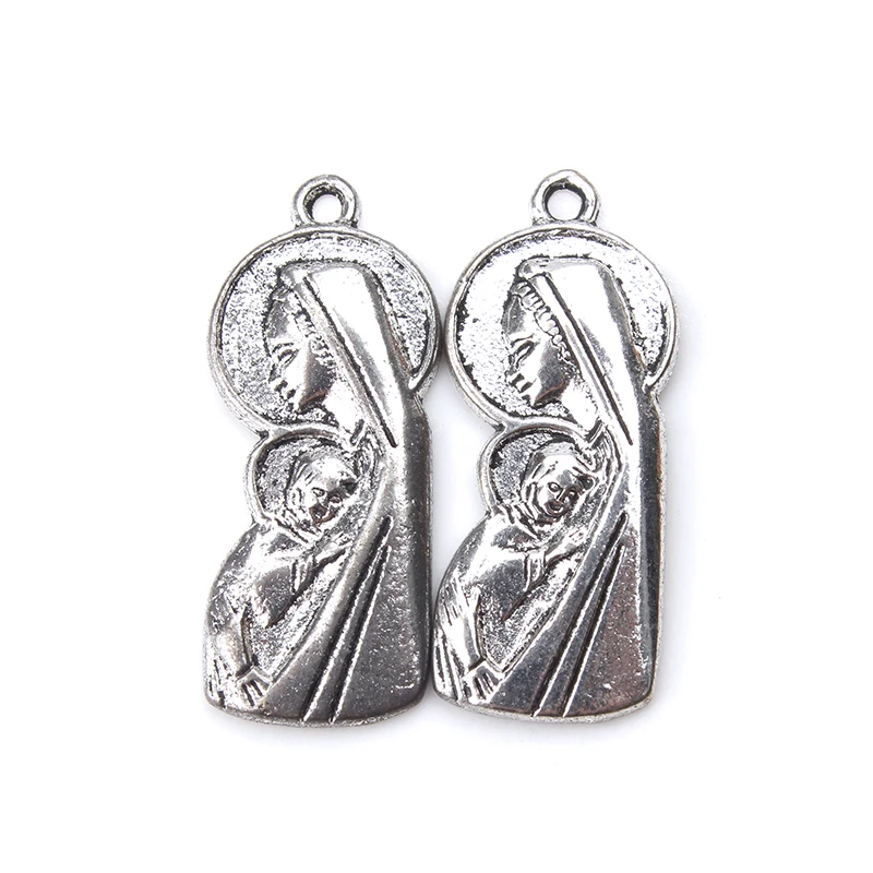 10pc/veľa 25 mm x 12 mm Panny Márie a Ježiša Charms Antique Silver Tone pre lucky charms náhrdelník s príveskom, šperky, doplnky