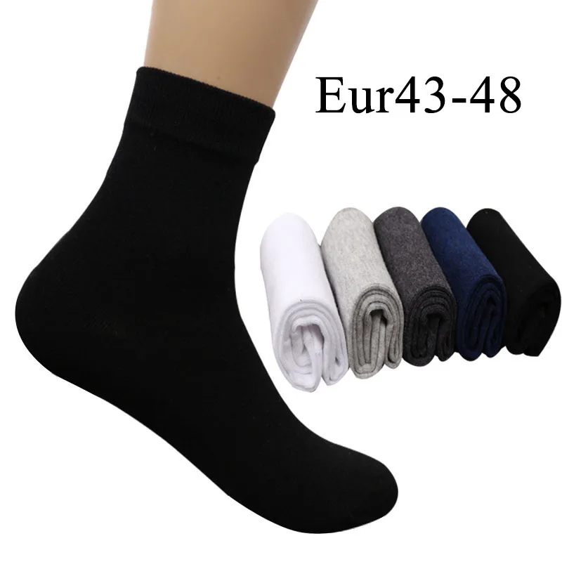 10PCS=5 Párov Pánske Bavlnené Šaty Ponožky Plus Veľká Veľkosť 44, 45, 46, 47, 48, Obchodné Šaty Ponožky Calcetines Klasické Sox Meias