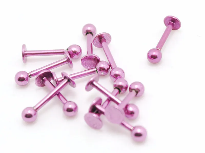 10pcs ružovej farby labret piercing šperkov pier krúžky s 3 mm gule
