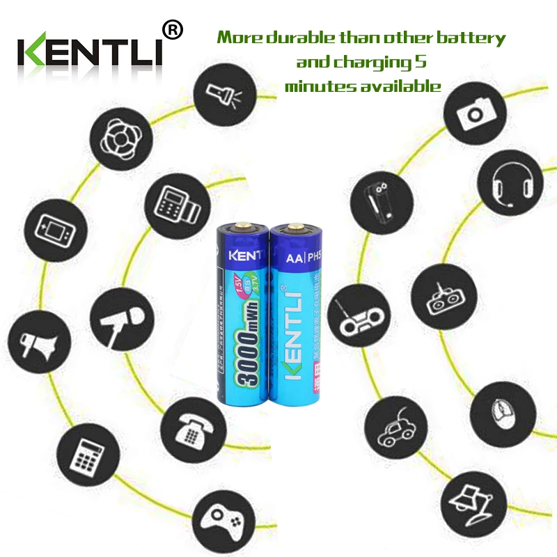2 ks KENTLI 1,5 v 3000mWh Li-polymer li-ion batéria lítiová nabíjateľná AA batéria batterie + 2slots CU57 nabíjačky
