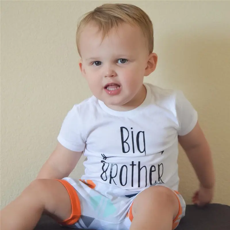 2017 Deti Bratia Zodpovedajúce Oblečenie Malý chlapček Kombinézu Veľký Brat T-shirt Topy Písmená Oblečenie