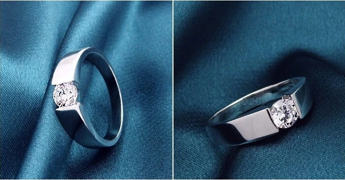2017 hot predaj módnych lesklé CZ zirkón 30% strieborné pozlátené pánske prstene muž svadobné prst prsteň, šperky darček drop shipping