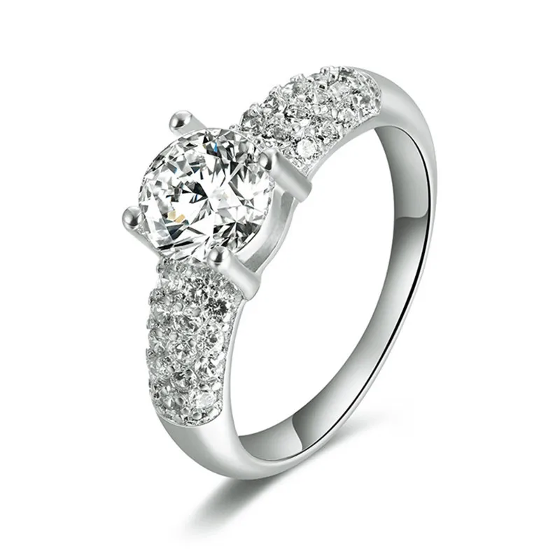 2017 Módne šperky, zásnubné snubné prstene pre ženy bieleho zlata farba shinestone zirconia krúžok najlepší darček veľkoobchod CCR024