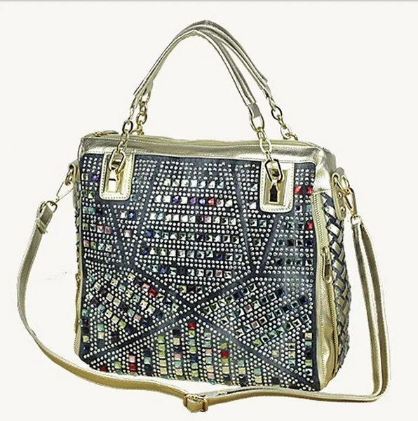 2017 módnej značky luxusná taška značkové kabelky vysokej kvality zlata diamante tkané denim tašky