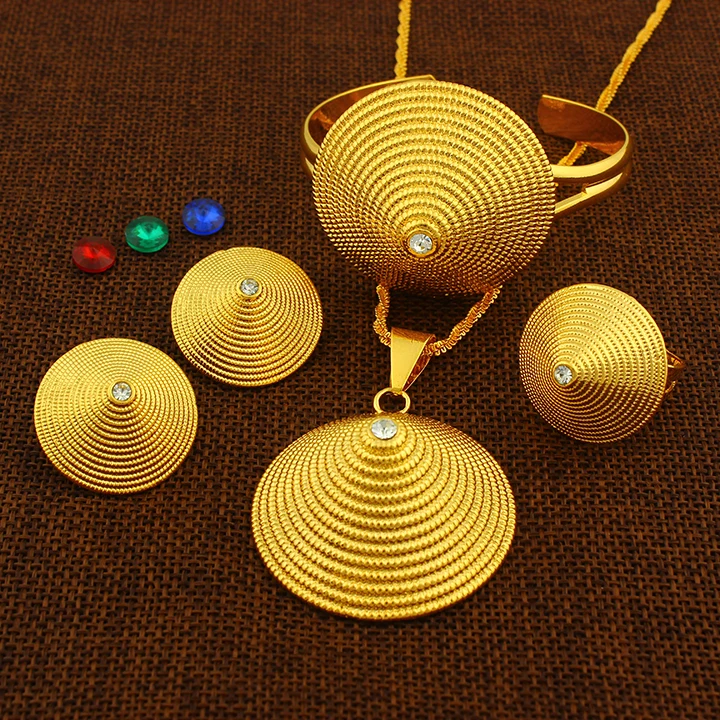 2017 Nové Etiópia Klobúk Šperky Vyhovovali zlatá farba Tri Farebné Africkej Etiópii Šperky Sady Pre Ženy