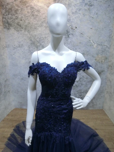 2018 Mimo Rameno Dlhé Prom Šaty Modrej Tylu Korálkové Appliques Princezná Vintage Večerné Šaty Vestido De Festa