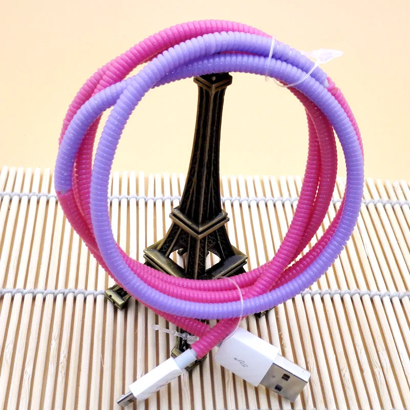 20pcs/veľa Farbou TPU špirála USB Nabíjací kábel kábel chránič zábal navíjač kábla pre nabíjanie káble organizátor, Dĺžka 50 cm