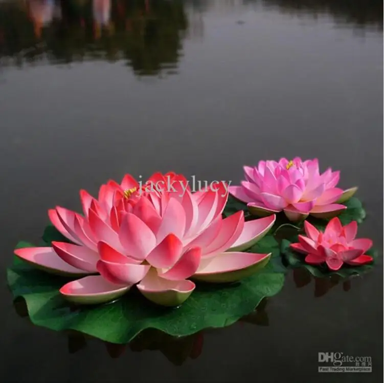 29 CM Umelý Kvet Rybník Plávajúce Lotus Falošné Rastliny Pena EVA akvárium Bazén Dekorácie v Akváriu Záhradné Jazierko