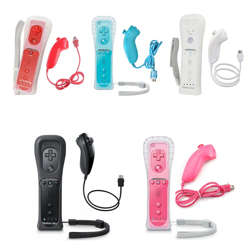 2v1 Bezdrôtový Diaľkový ovládač pre Nintendo Wii Nunchuk Vstavaný Motion Plus Gamepad s Silikónové puzdro snímača pohybu 2018 Nové