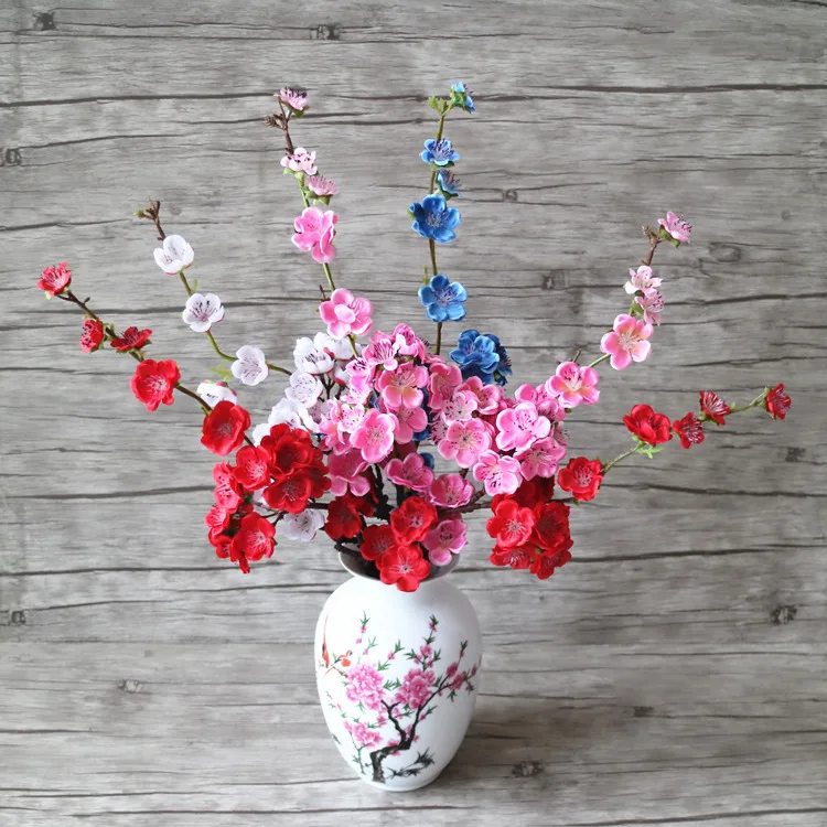 3ks Umelé Cherry Blossom Pobočky Plastové Kvety, Umelé Rastliny Slik Sakura Domov Svadobné Dekorácie, Svadobné Kytice