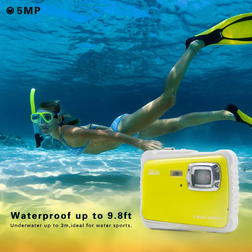 3M Vodotesné bezdrôtový digitálny fotoaparát podvodné Šport Akcia fotoaparát s Full HD 5MP kvalite 1080P Akcia fotoaparát pre deti