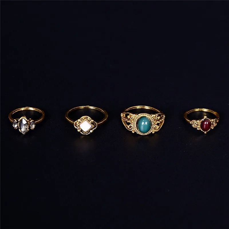 4 Ks Pinksee Trendy Bohémsky Štýl Crystal Prst Krúžky Veľkoobchod Módne Ženy Koleno Dekorácie, Šperky, Darčeky