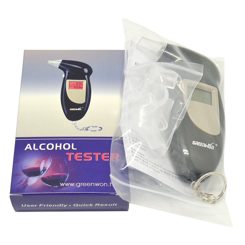 5 ks Kľúč Reťazca LCD Alkohol Tester Alkoholu v Dychu Analyzovať Tester Digitálne Breathalyzer 0.19% BAC Max Najnovšie