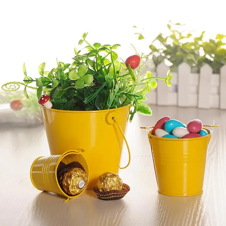 5 ks Mini Roztomilý Čokoládové Cukrovinky Koše, Svadobné Party Láskavosti DIY Výdatný vysadiť Kvety Tin Prospech Babyshow Vedro Candy Box Dodanie
