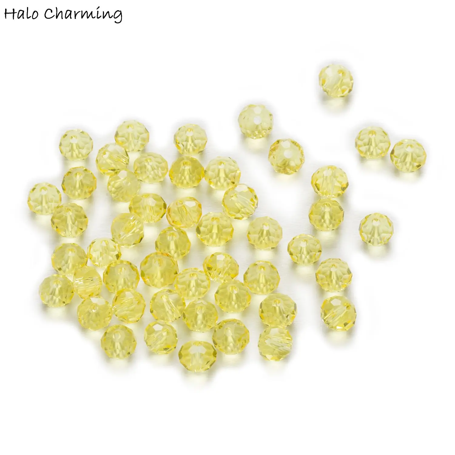 50 Kus Žltá Krištáľové Sklo Rondelle Quartz Tvárou Korálky Šperky Čo Pre Handmade Náramok Náhrdelníky DIY 4-8 mm