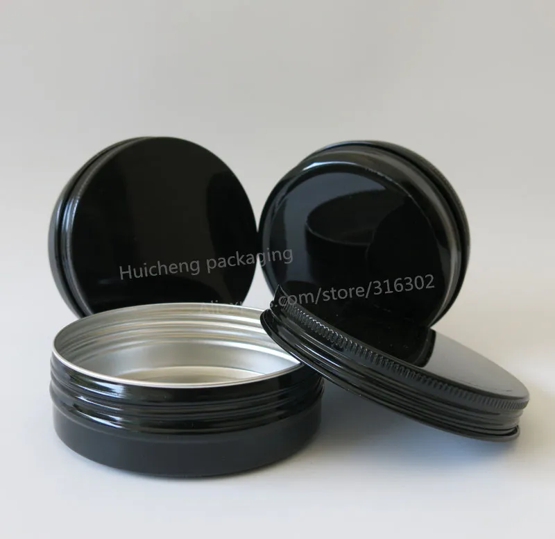 50 x 100 g Lesklá Čierna Mráz Black Aluminum Jar Kontajner 100cc kovové Stojany na krém v prášku gél používať 100ml hliníkový kontajner