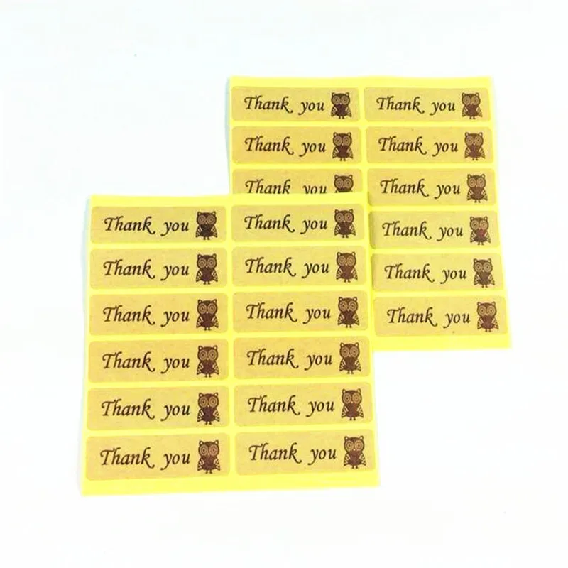 600 Ks/veľa Vintage Sova Ďakujem Nálepky Kraft Štítok Nálepky DIY Darček Tortu Vďakyvzdania Tesnenie Scrapbooking Štítky, Samolepky