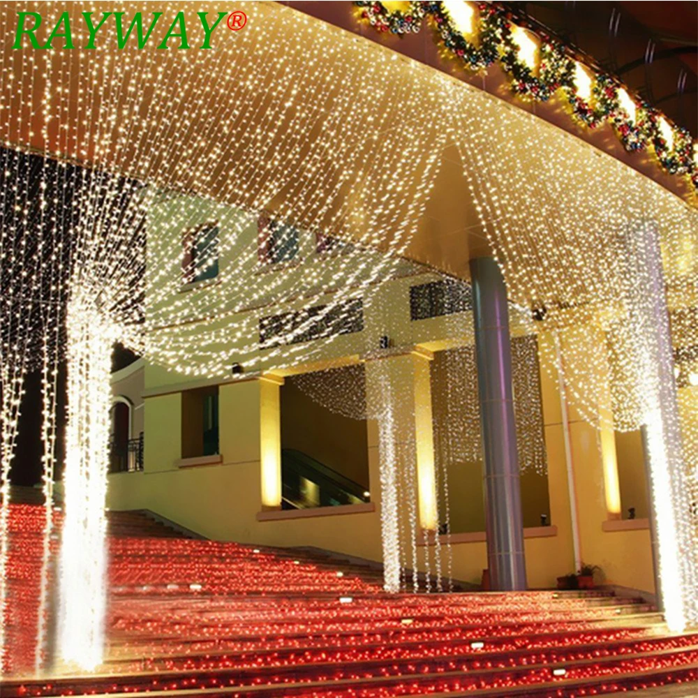 6M x 3 M 600 LED Domov Vonkajšie Dovolenku Vianočné Dekoratívne Svadobné, vianočné String Rozprávkových svetiel Girlandy Pásy Strany Opony Svetlá