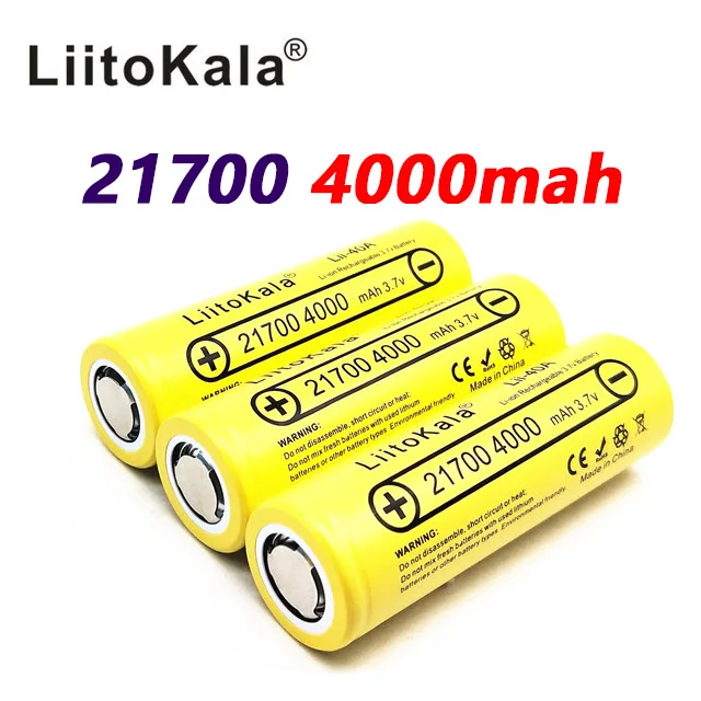 6pcs Lii-40A LiitoKala 21700 4000mah Batéria 3,7 V 40A Li-Ni pre Elektronické Cigarety Mod / Kit 3,7 V 30A moc 5C Rýchlosť download