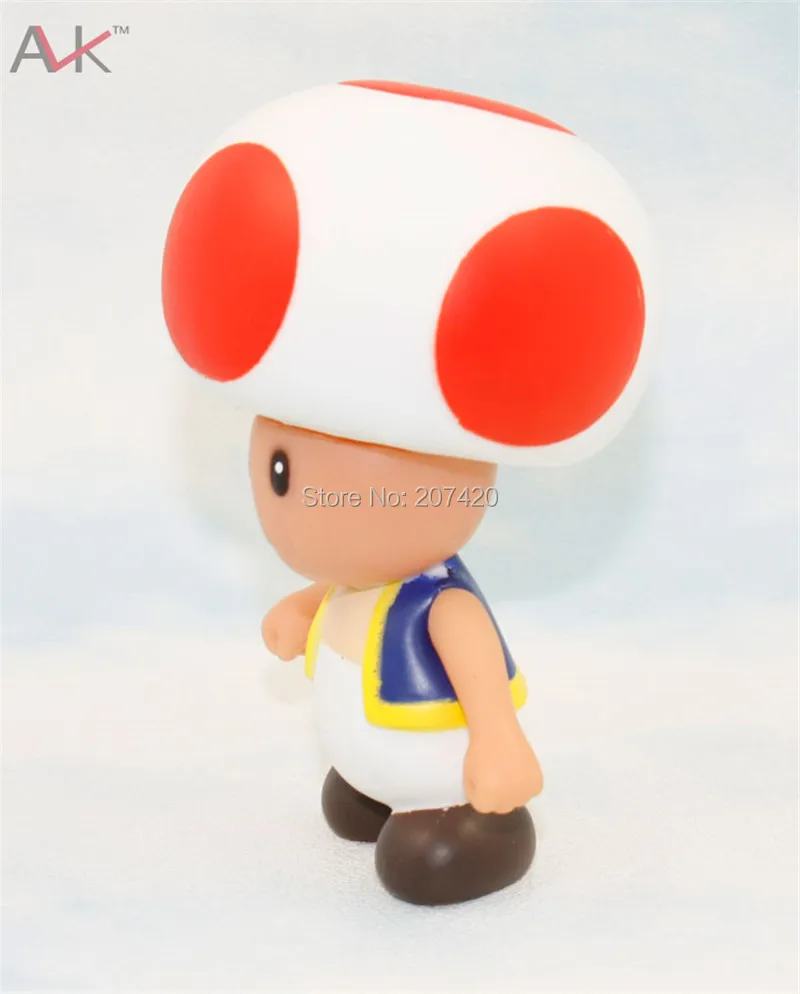 8 cm Japonský Super Mario Mushroom Ropucha PVC Akcie Obrázok Modelu Hračka