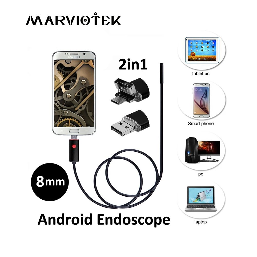 8 mm 2v1 USB Endoskop fotoaparát 2 M/5M/10M endoskopu android Telefón s fotoaparátom OTG USB Borescope Inšpekcie Had auto endoskopu fotoaparát