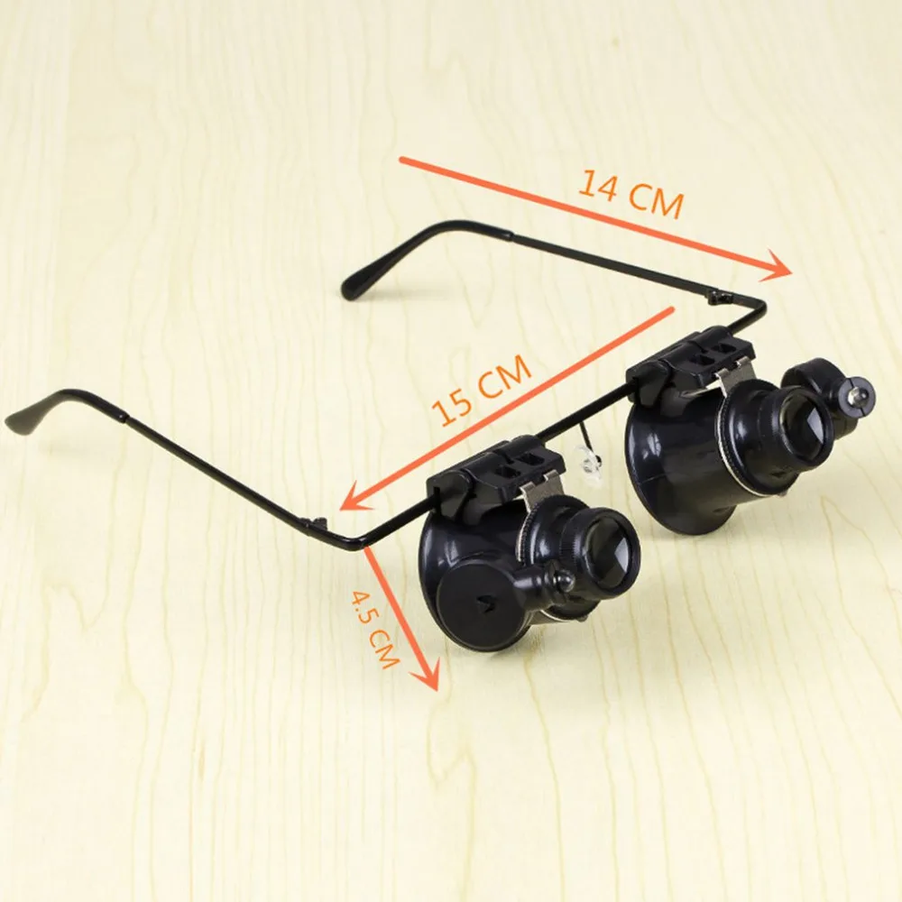 ACEHE 20X Okuliare Typu Dvojité Oko Binokulárne Lupy Sledovať Opravy Nástroj zväčšovacie sklo s Dvoma Nastaviteľné LED Svetlá