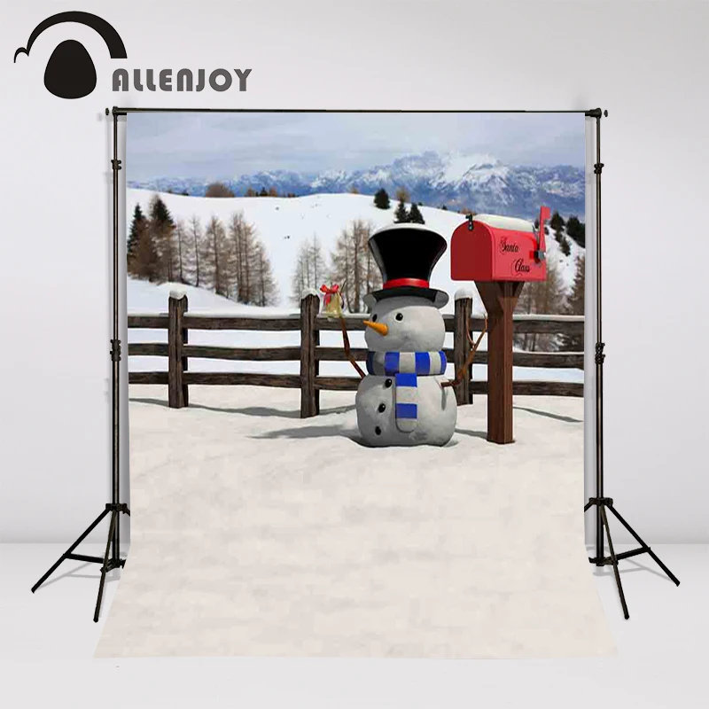 Allenjoy vinyl fotografie pozadie Vianočné snehuliak schránky Zasnežené hory detí Pozadí pre foto strieľa textílie