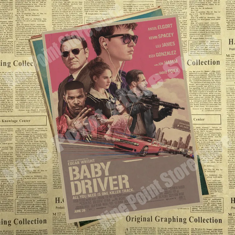 Baby Driver Vintage Retro Matný Kraft Carta Antico Plagát Na Stenu-Nálepky Casa Zariadené, Pri