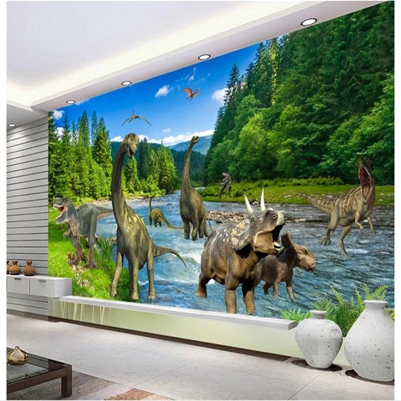 Beibehang Prispôsobený 3d nástenné maľby, tapety 3 d hd džungľa rieka vodopád ozdobu obrázok 3d obývacia izba foto tapety