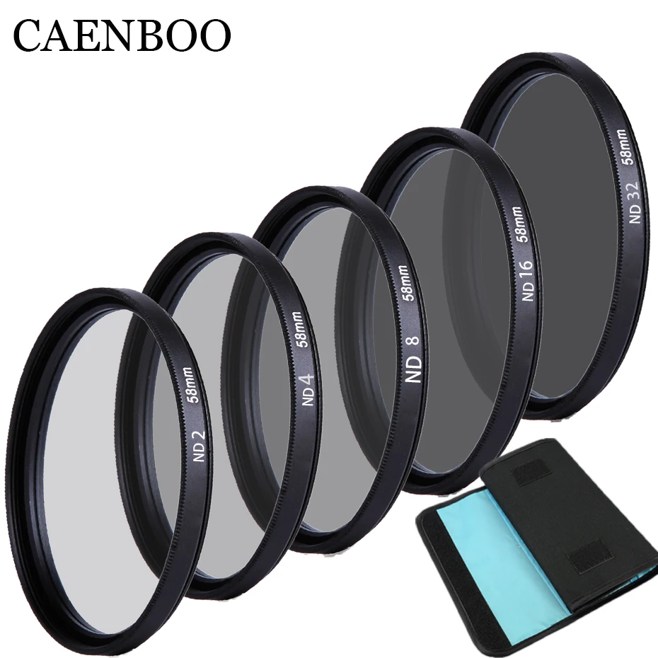 CAENBOO 49 mm Objektív ND Filter ŽÚ2 4 8 Objektív Chránič Neutrálne 52mm ND16 ND32 Objektív Filter Taška Pre Canon, Nikon Fotoaparát DSRL