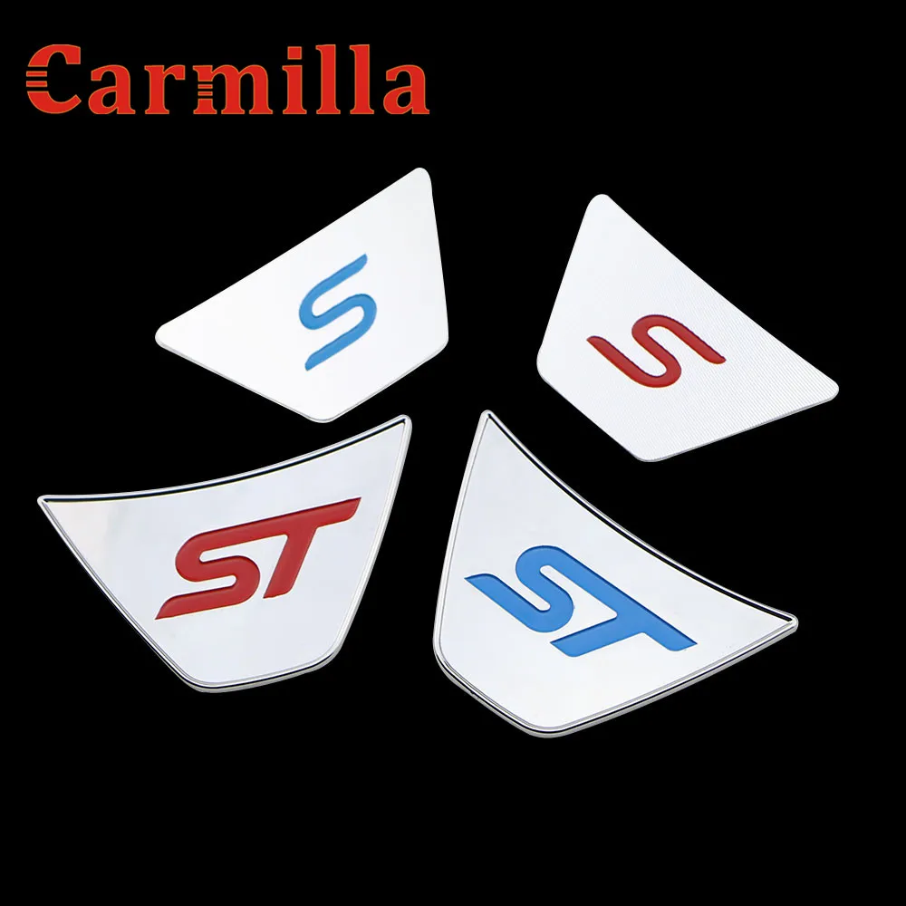 Carmilla Auto ST S Logom Volant Flitrami Nálepky ABS Chrome Kryt Nálepka pre Ford Fiesta Ecosport 2009 - 2016 Auto Acc.