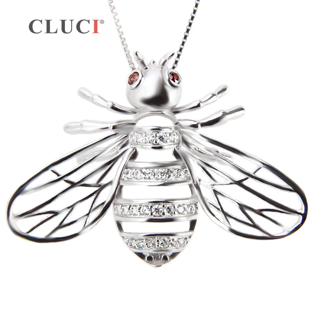 CLUCI 925 Sterling Silver Bee Klietky Prívesky pre perly, veľkoobchod Šperky Príslušenstvo 3ks, roztomilý včiel medonosných zobrazili kľúčové tlačidlá pre ženu, darčeky