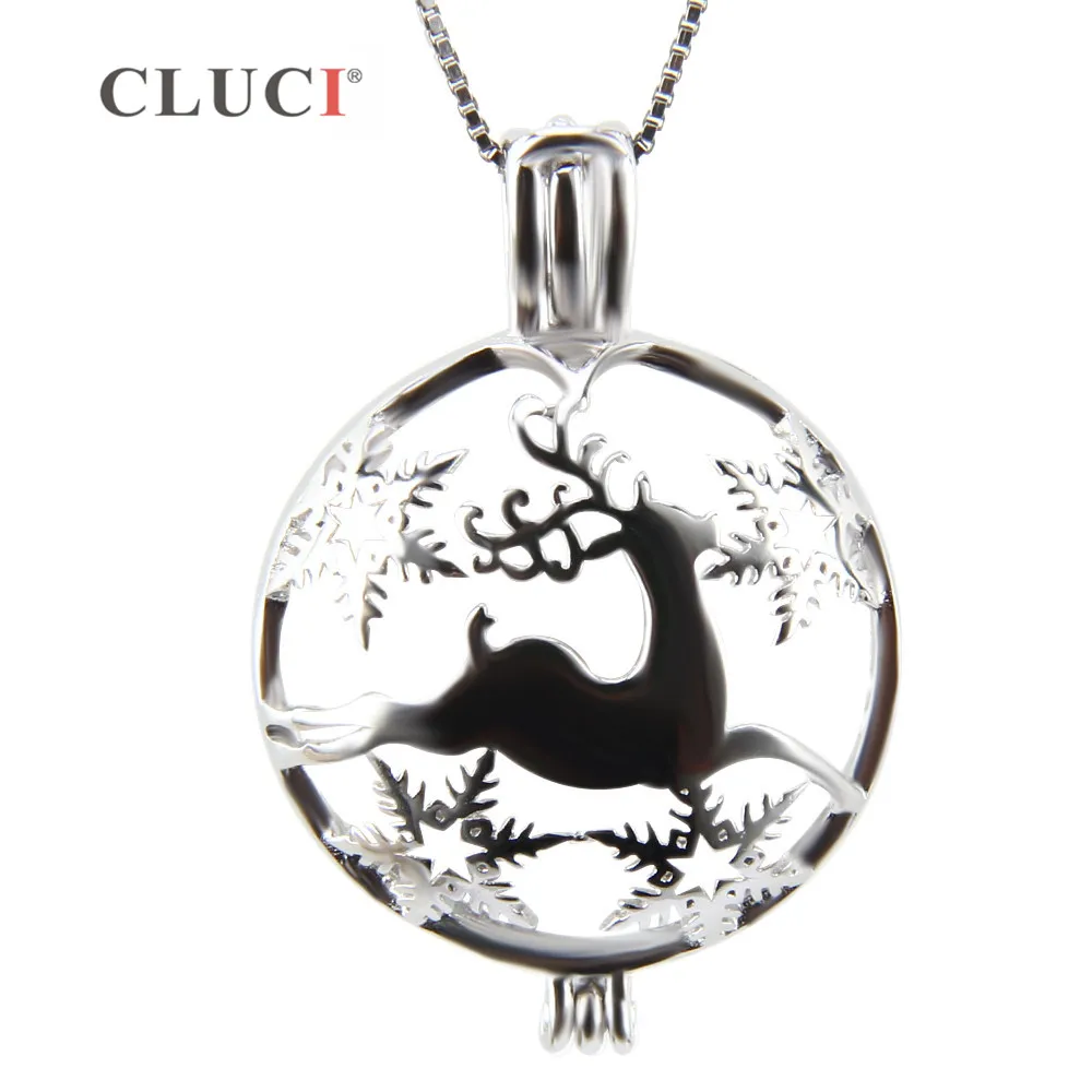 CLUCI Mincový Striebro Jeleň Náhrdelník s príveskom, Elk, Vianočné kúzlo, beh v jeleň klietky, kvalitné šperky