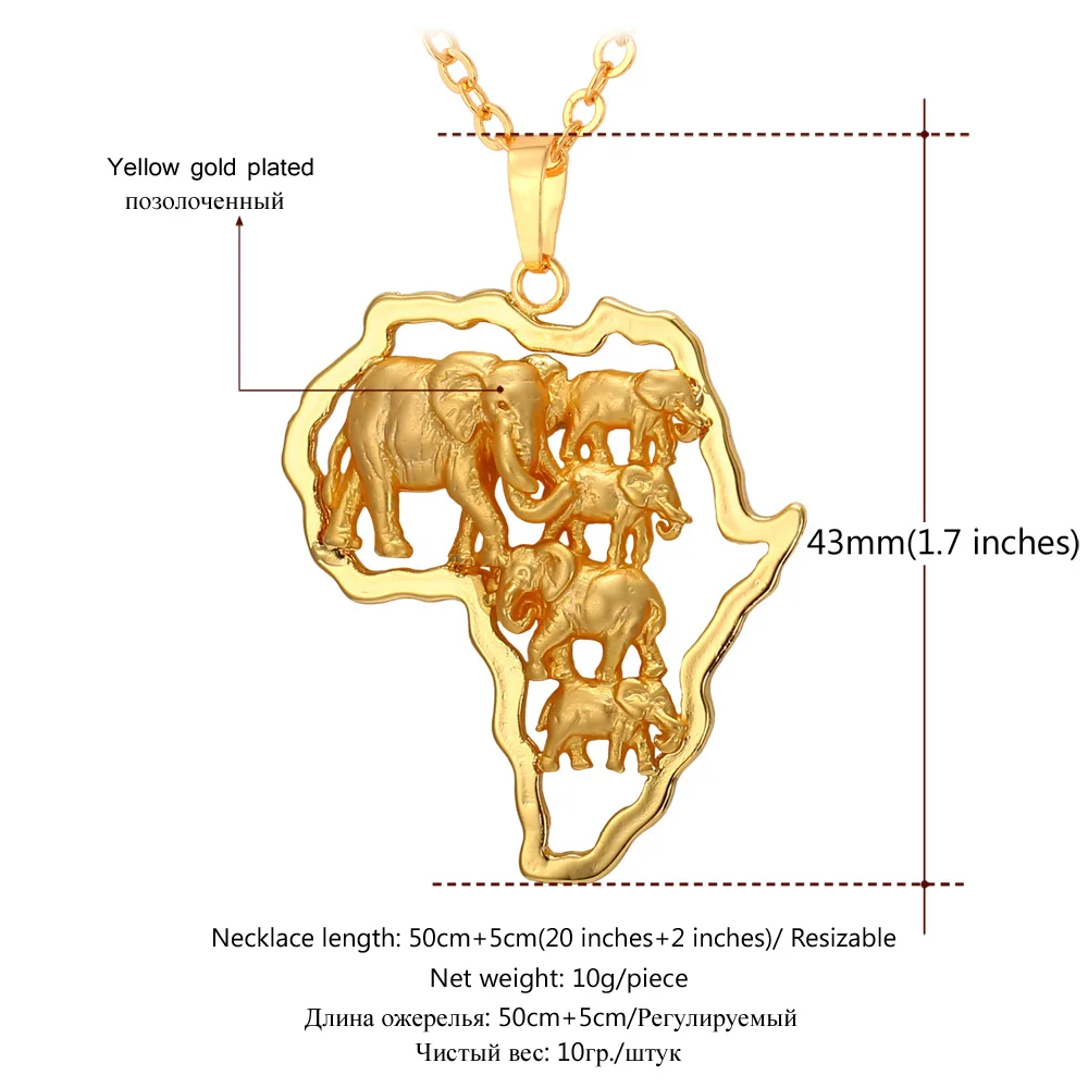 Collare Afriky Mapu Slon Náhrdelníky & Prívesky Zlatá/Strieborná Farba Veľkoobchod Afrike Šťastlivcom Šperkov Náhrdelník Ženy P147