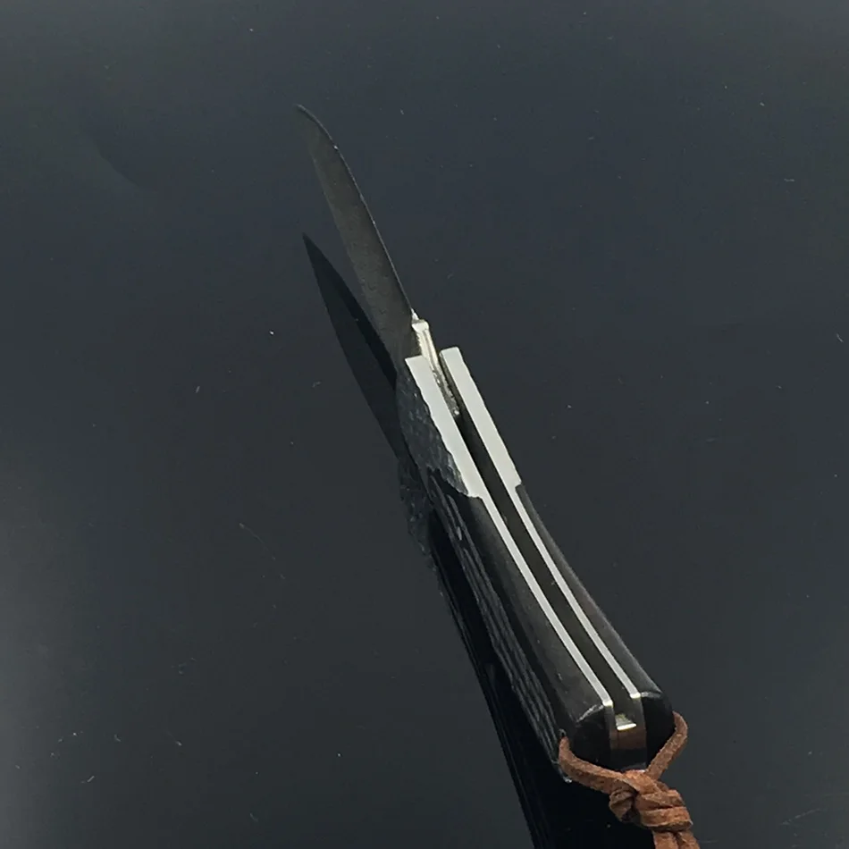 Damasku ocele vreckové nože outdoor camping skladací nôž s čiernou Eben rukoväť darček nôž + puzdro