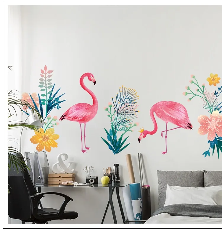 DIY Farebné Flamingo Domáce Dekorácie Samolepiek na Stenu, Vták Moderná Obývacia Izba Stenu Plagát