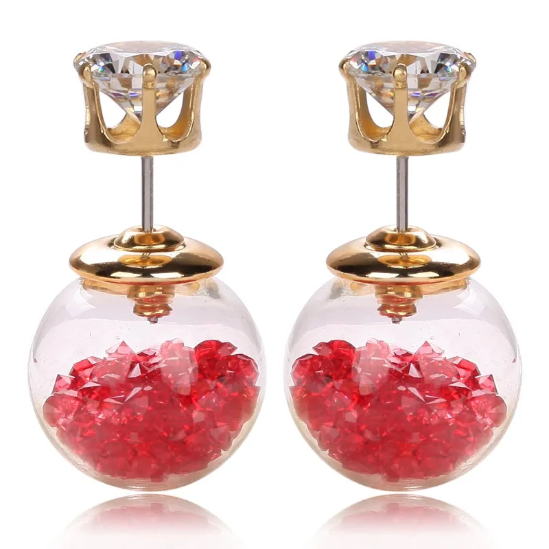 Dizajn a módne značky, šperky, sklenené Kvety Crystal stud náušnice dvojité imitácia perly strane Letné štýl Daisy náušnice pre ženy