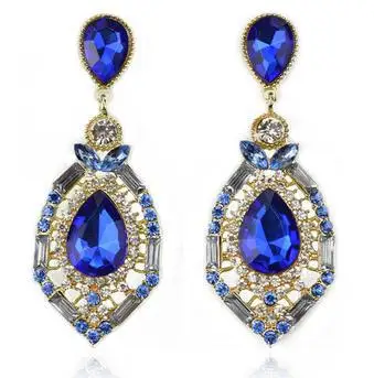 Dlhé Náušnice Luxury Ocean Blue Drahokamu Módne Drop Vintage Náušnice pre Ženy Šperky, Náušnice Český