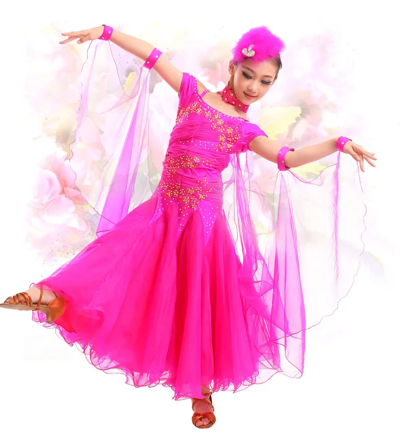 Doprava zadarmo 120-160cm Nové dievča, dieťa, dieťa moderné valčík ballroom dance šaty, kostým súťaž S-XXL skyblue ružová, žltá