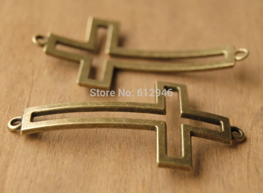 Doprava Zadarmo! 20 ks Antique Bronze/Silver Bokom Kríž Konektor Charms Nosenie Šperkov Náhrdelník, Takže 52x28mm